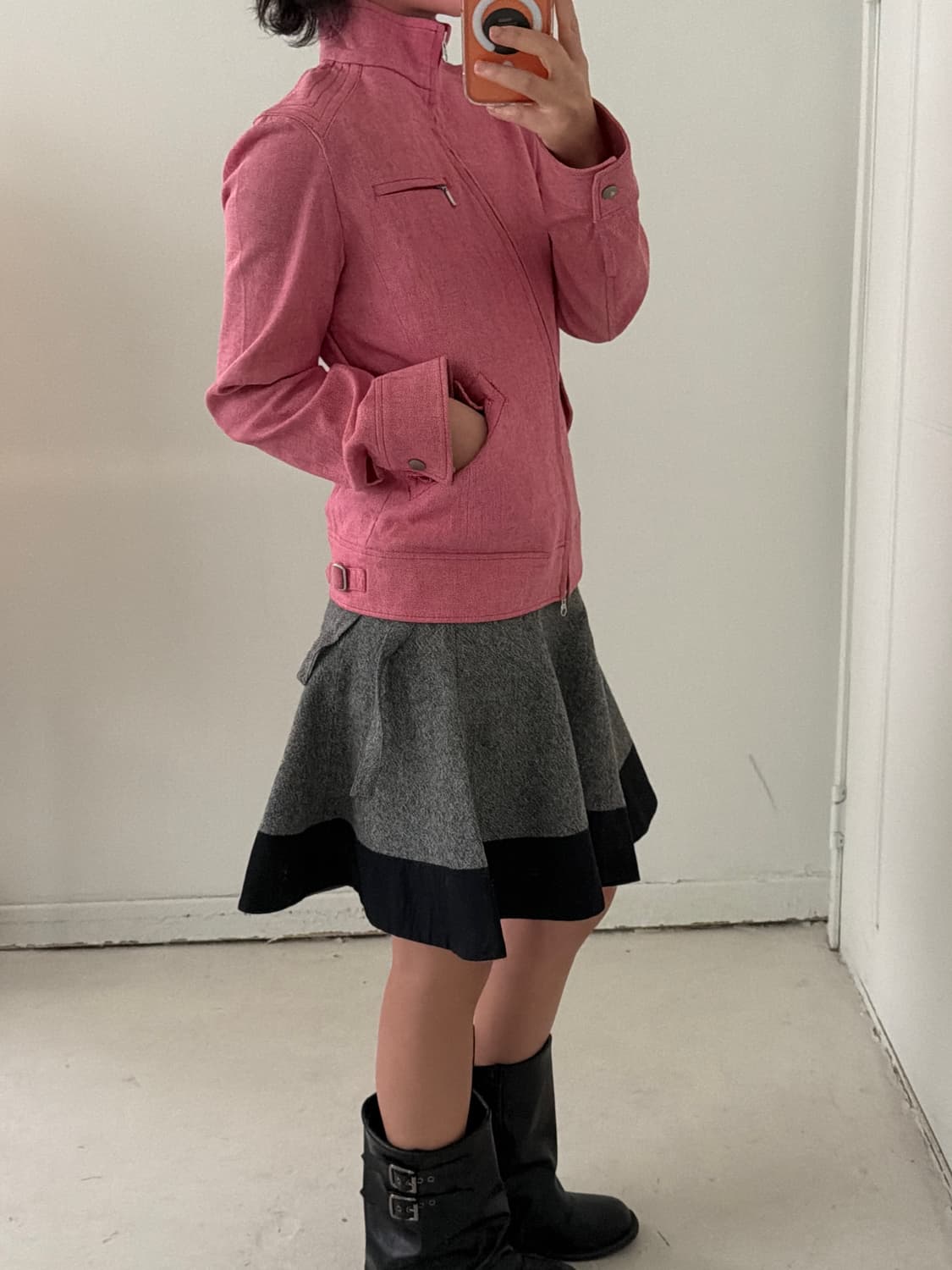 일본빈티지 아그네스베 투톤 플레어 미디스커트 상품이미지4