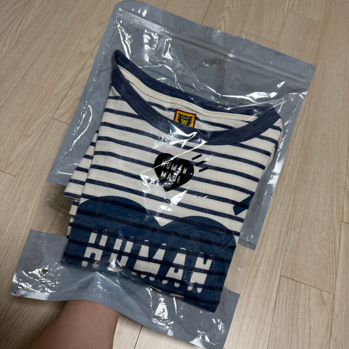 휴먼메이드 스트라이프 하트티셔츠 네이비(XL) 상품이미지5