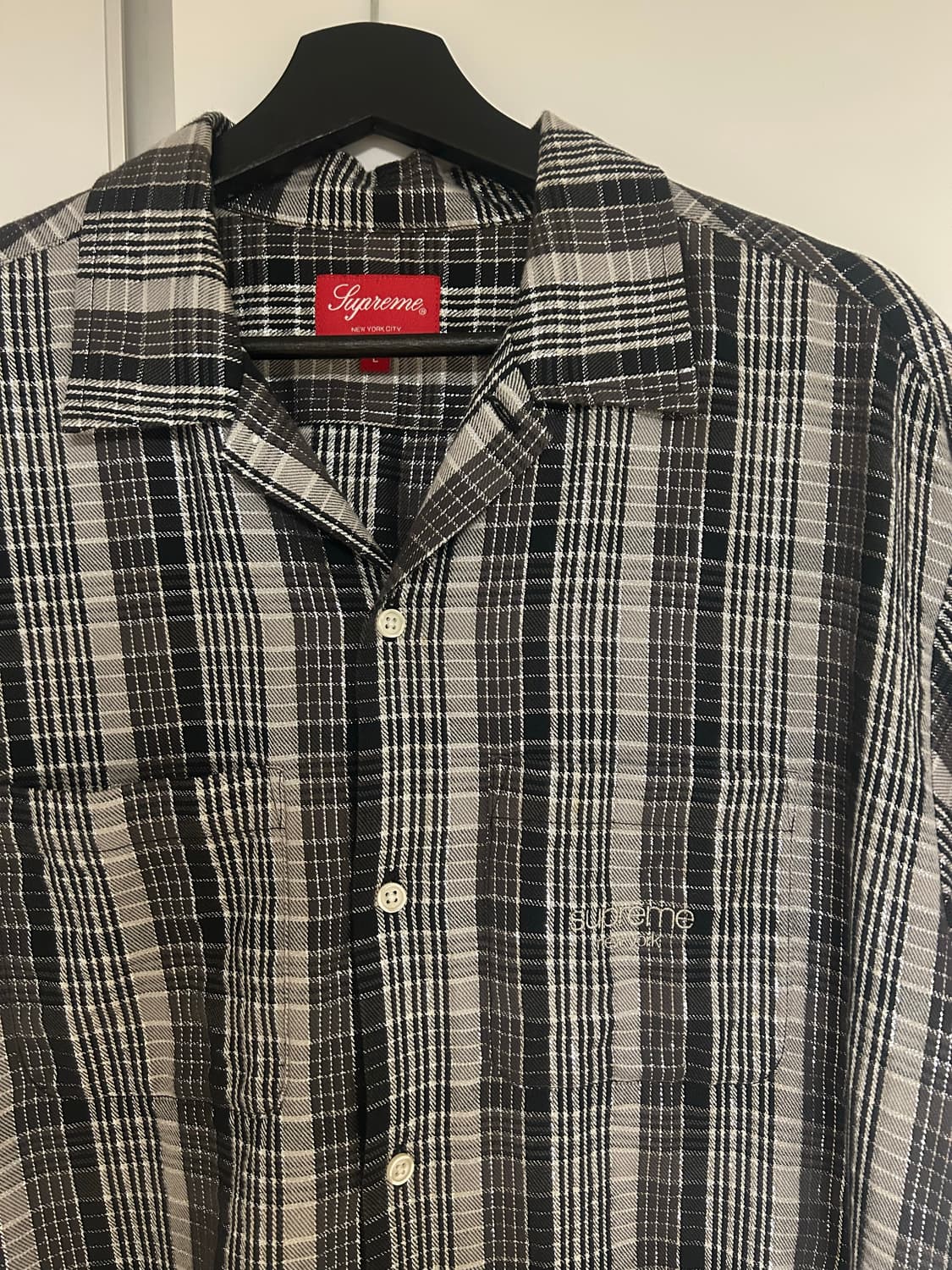 supreme 메탈릭체크셔츠 L 상품이미지3