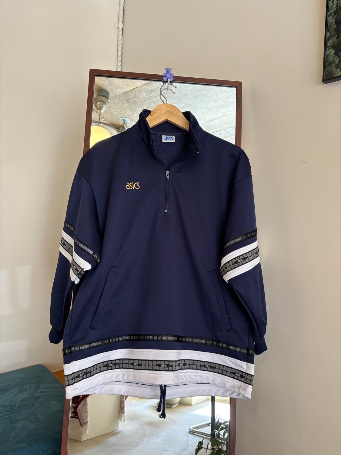 아식스 네이비 하프집업 트랙탑 상품이미지1