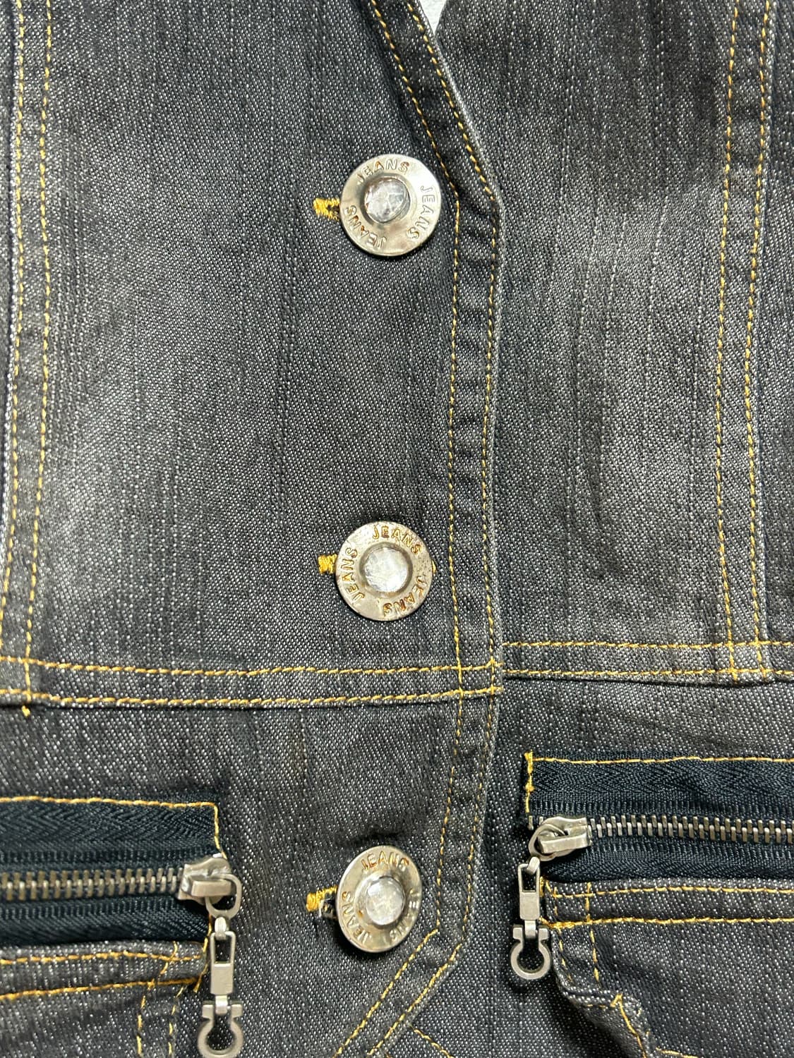 빈티지) 흑청 데님 후드조끼 베스트 상품이미지4