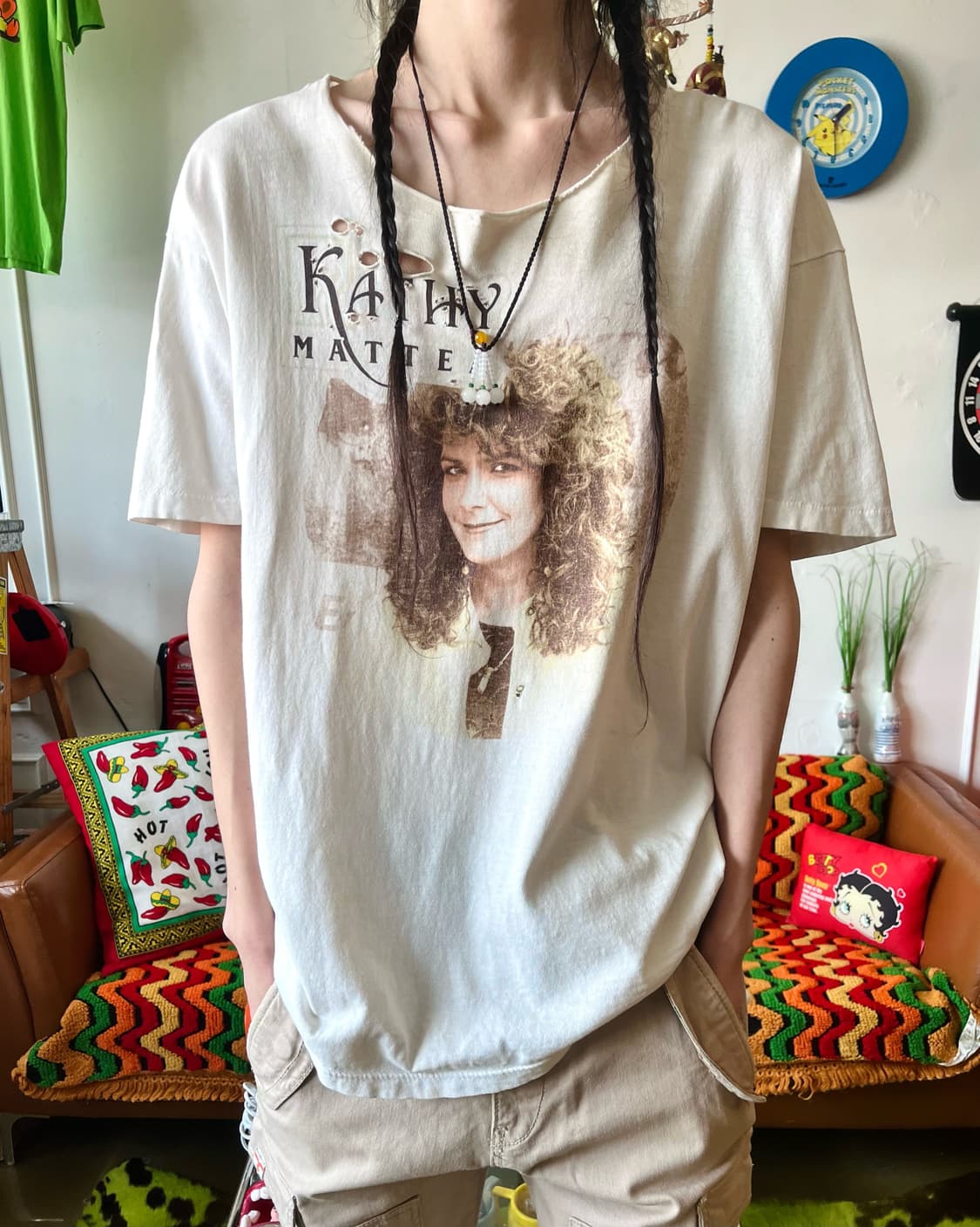 1990s KATHY MATTEA 1/2 USA Boro T-Shirt 상품이미지3