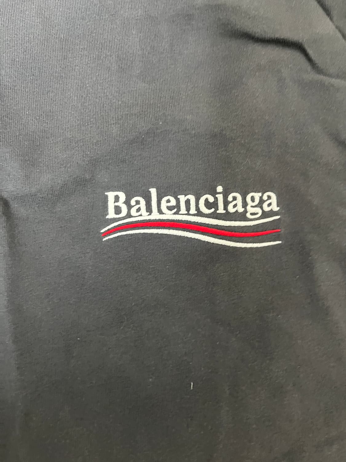 백화점판 새상품급 발렌시아가 웨이브로고 자수 폴 리티컬 반팔 xl 상품이미지4