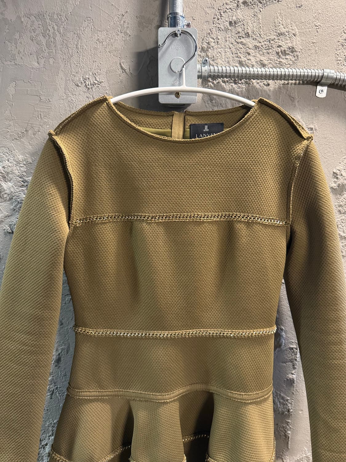 S 랑방 LANVIN COLLECTION 텍스처 플레어 원피스 올리브 상품이미지4