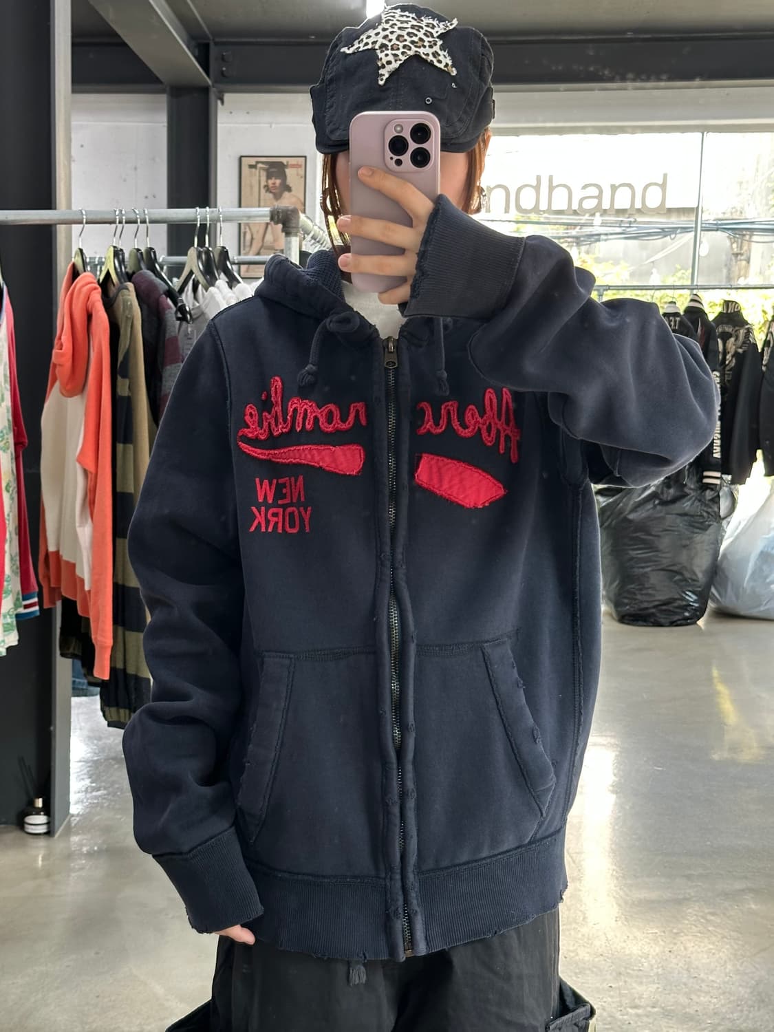 아베크롬비 머슬핏 데미지 후드집업 네이비 상품이미지1