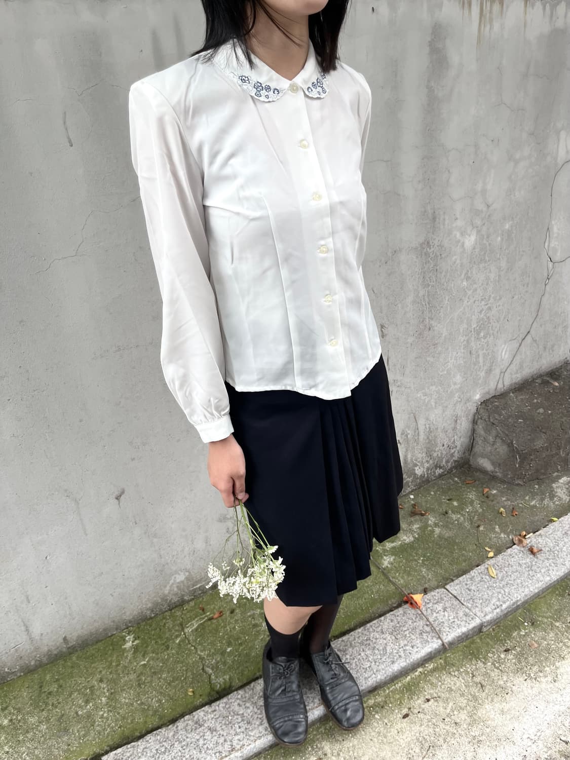 Flower Pattern White Blouse 상품이미지6