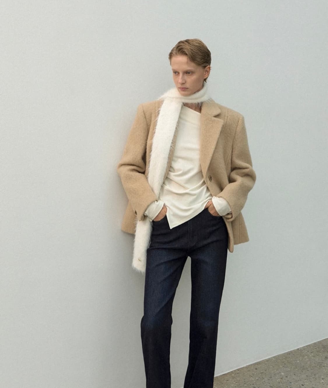 [새상품] 아틀리에 나인 ASH 오블리크 라인 티셔츠 (아이보리) 상품이미지3