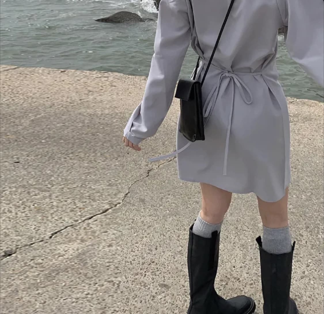 애니원모어 그레이 셔츠 원피스 상품이미지3