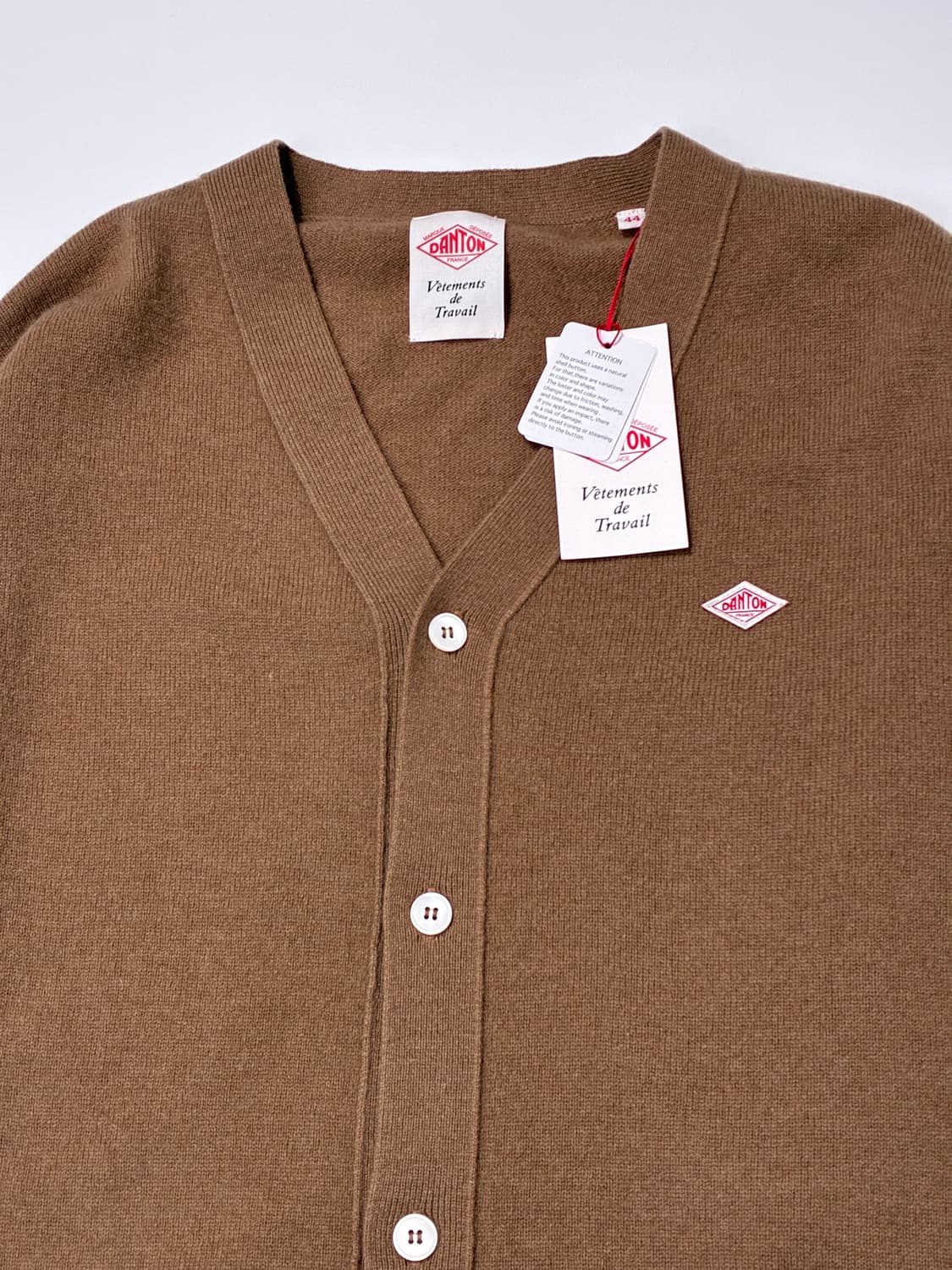 DANTON 단톤 램스울 브이넥 가디건 CAFE컬러 44사이즈 상품이미지2