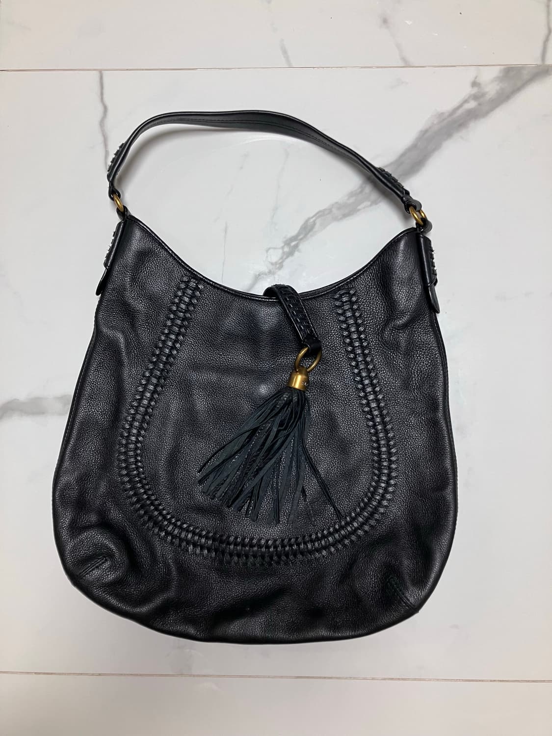 랄프로렌 블랙 가죽 태슬 호보백 보부상 숄더백 상품이미지1