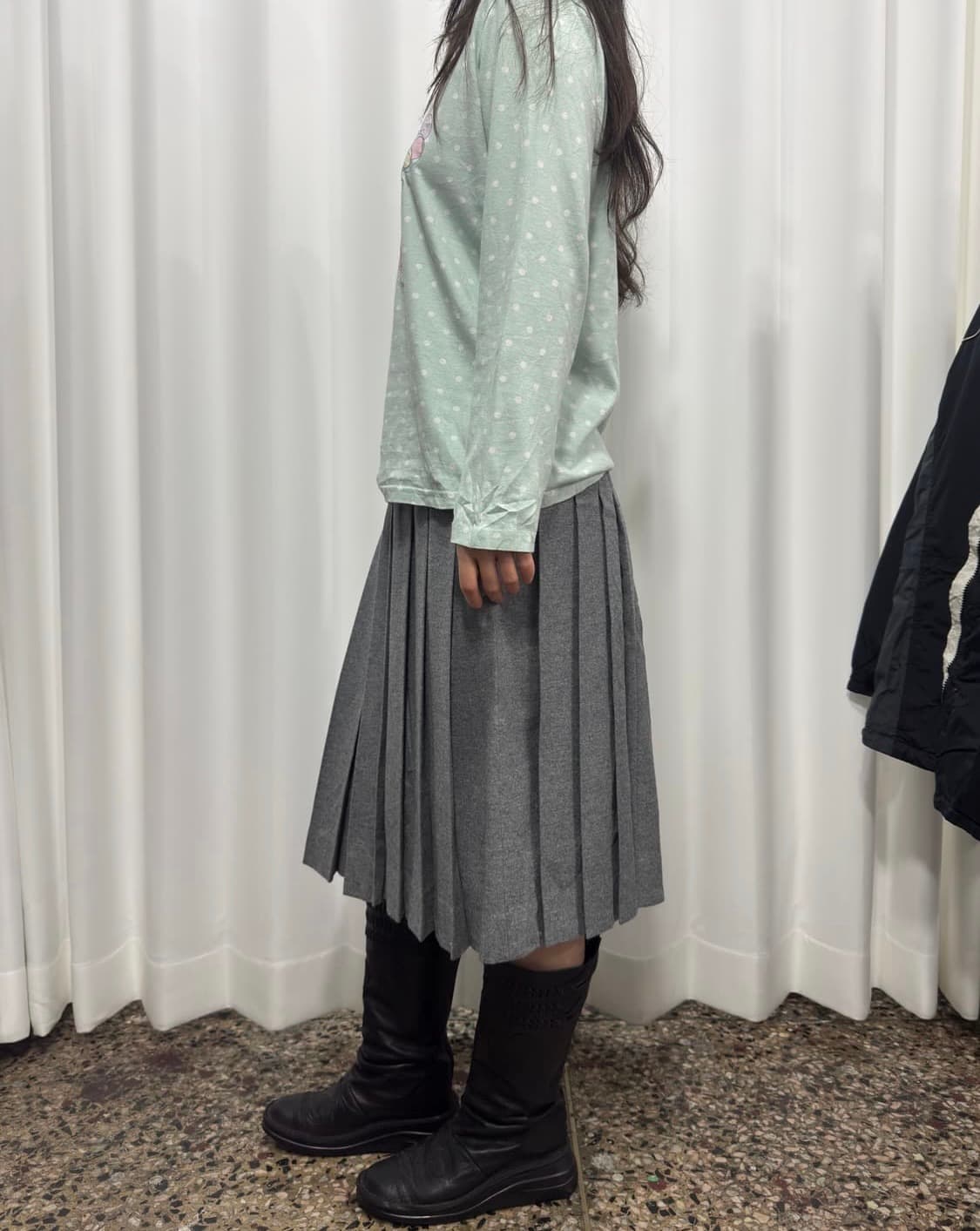 Oxford 그레이 울 플리츠 스커트 상품이미지3