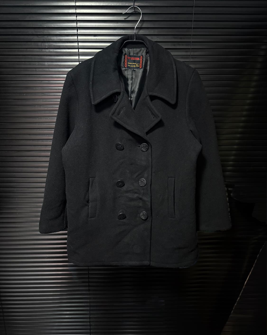 맥그리거 더블 울 피코트 더블 코트 블랙 검정 L 100 일본 하이넥 돛 상품이미지3