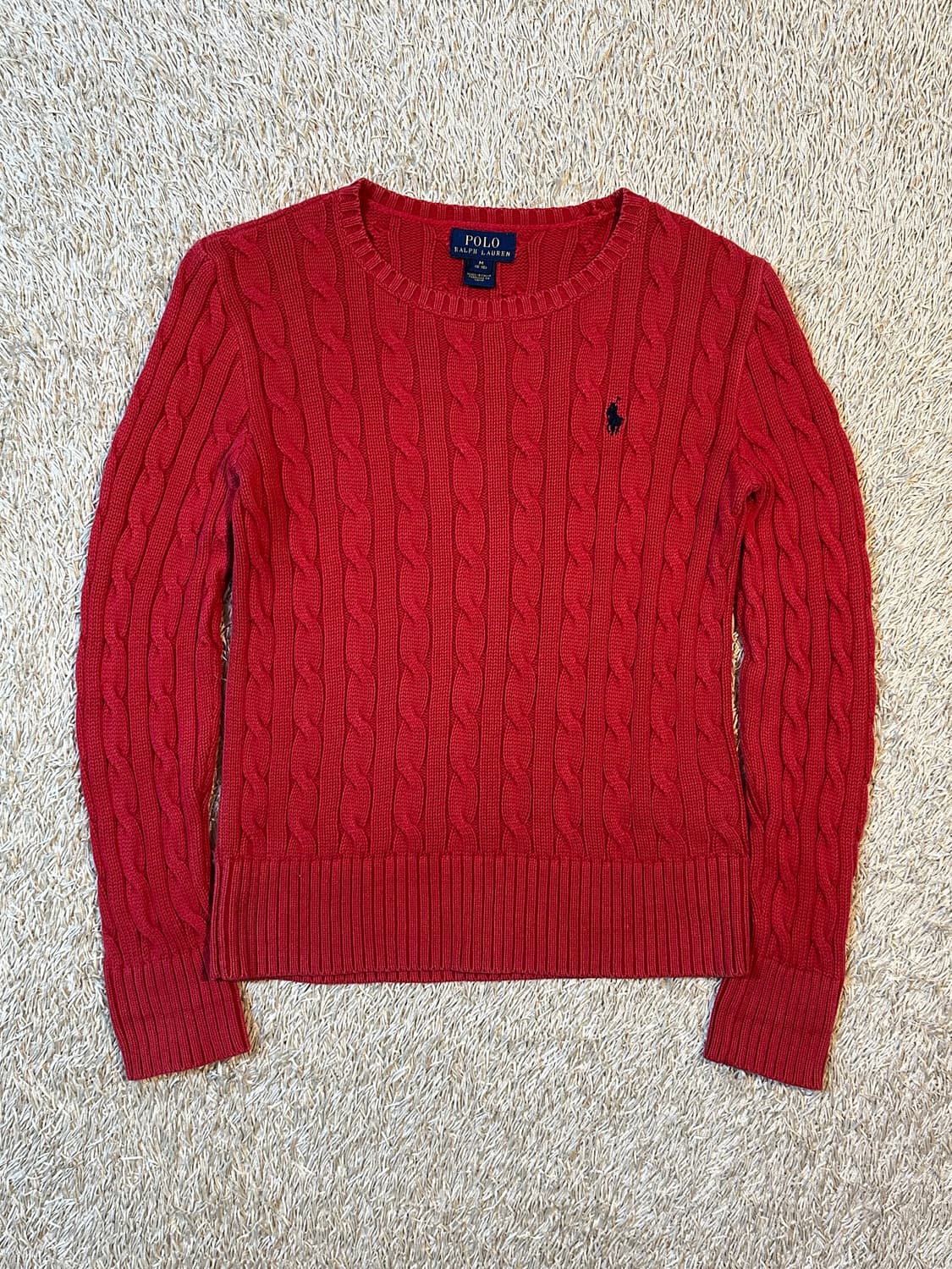 폴로 랄프로렌 신형 네이비포니 케이블 코튼 꽈배기 니트 레드 상품이미지1