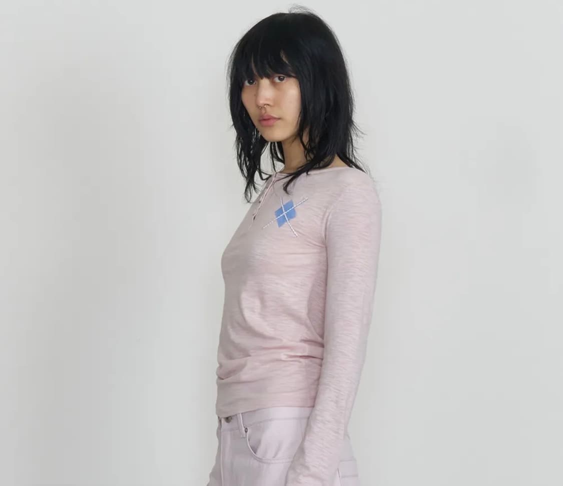 오들리워크샵 Argyle Henley Tee, Blush 상품이미지2