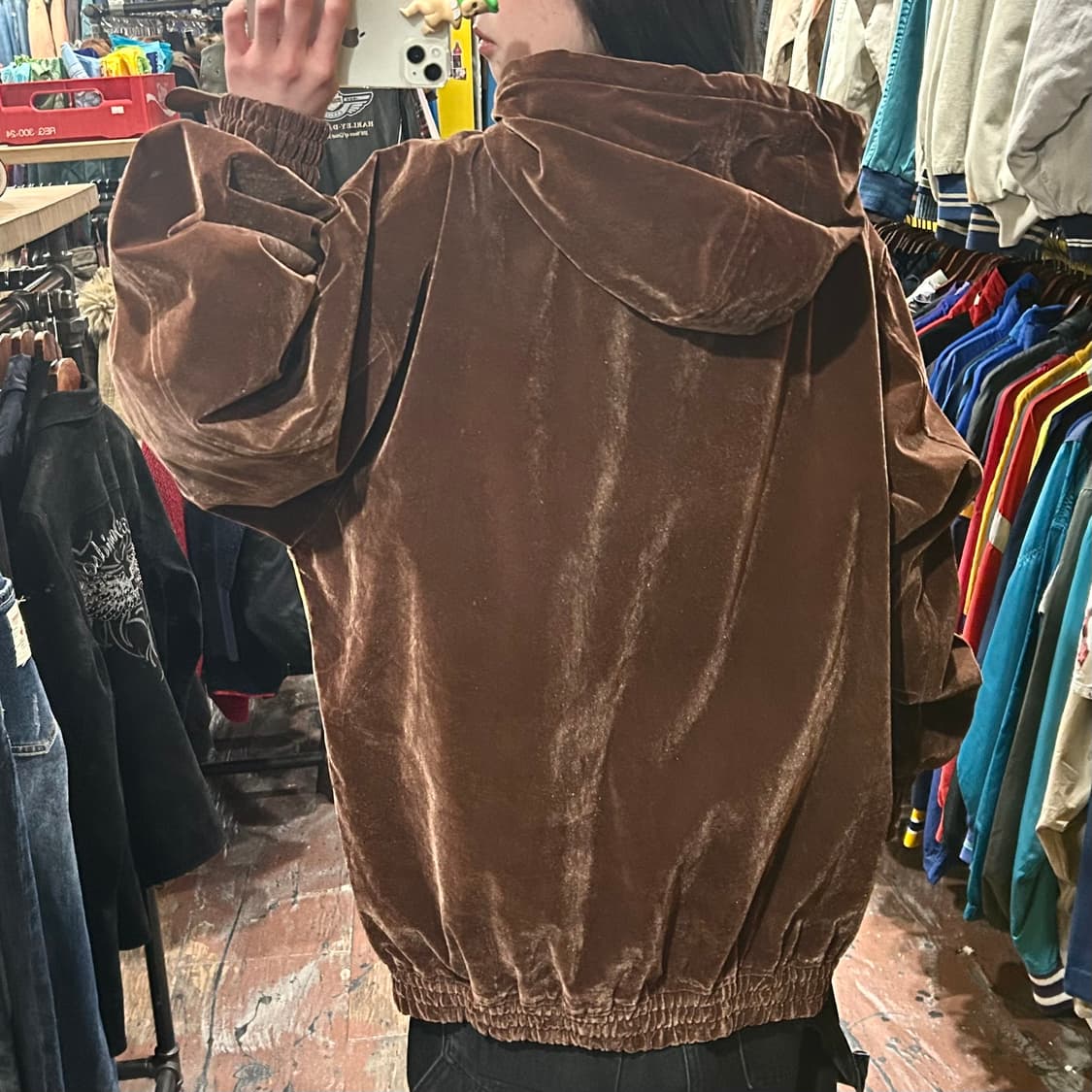 [HI] VTG 벨벳 집업 브라운 상품이미지5