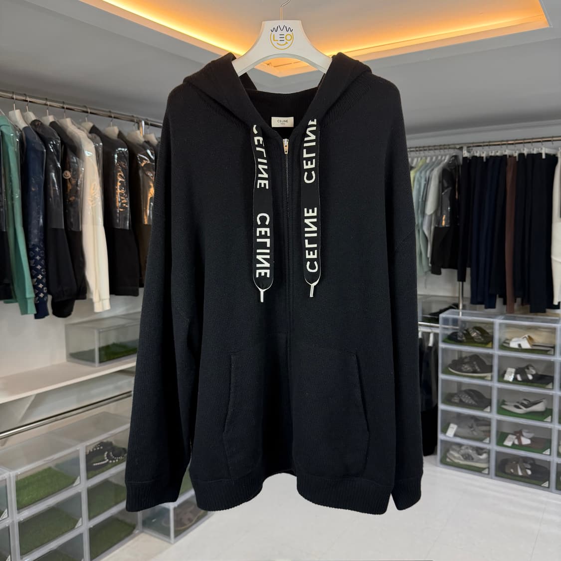 [리오브] 셀린느 오버 스트링 캐시미어 울 후드집업 상품이미지1