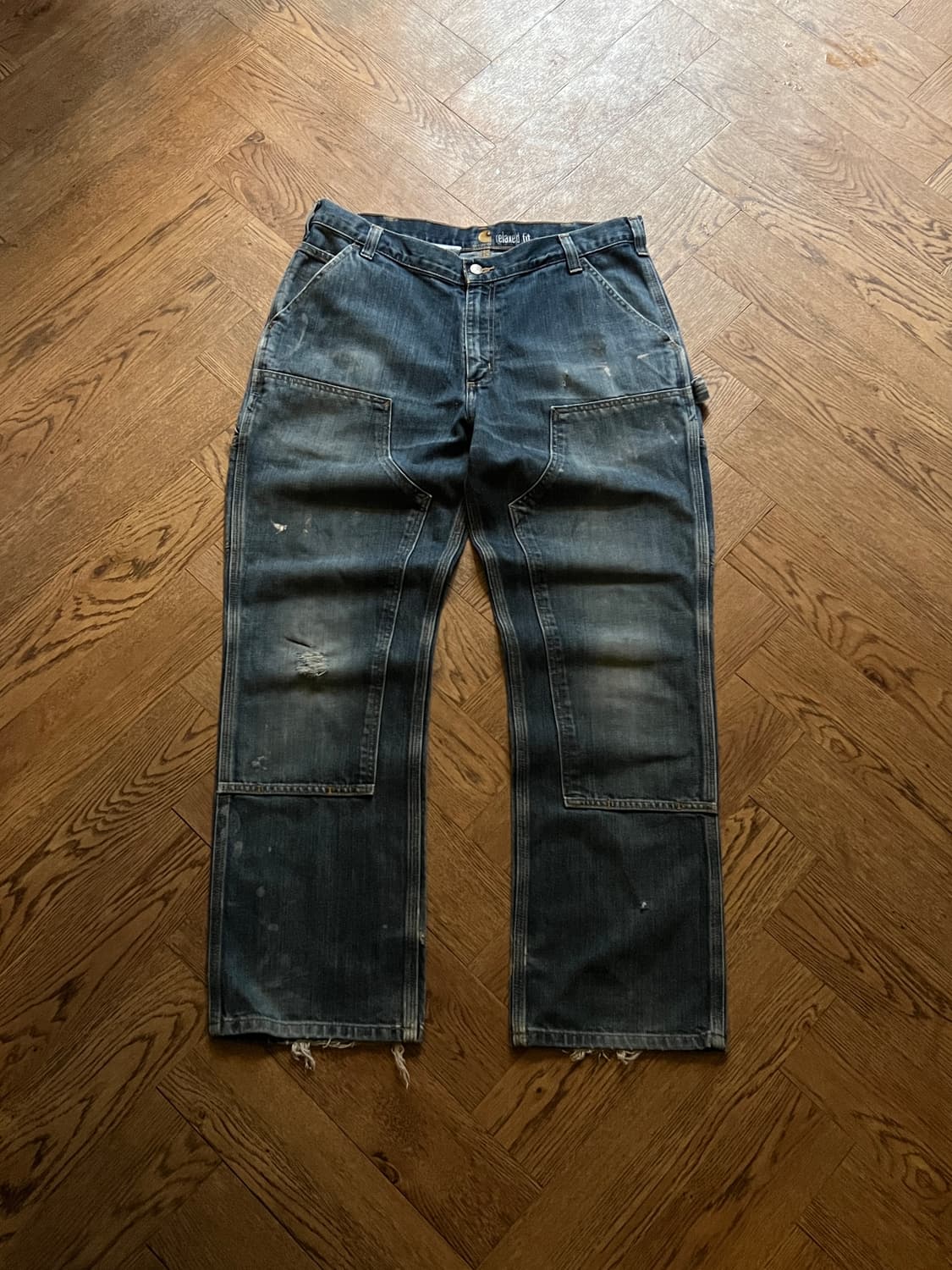 [36]칼하트 USA 더티워싱 더블니 워크 데님 팬 상품이미지1