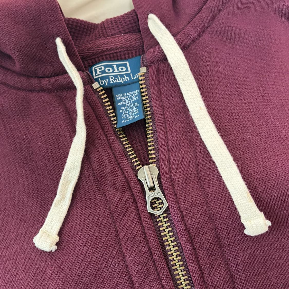 폴로 랄프로렌 빈티지 버건디 투웨이 후드집업 XL 상품이미지4