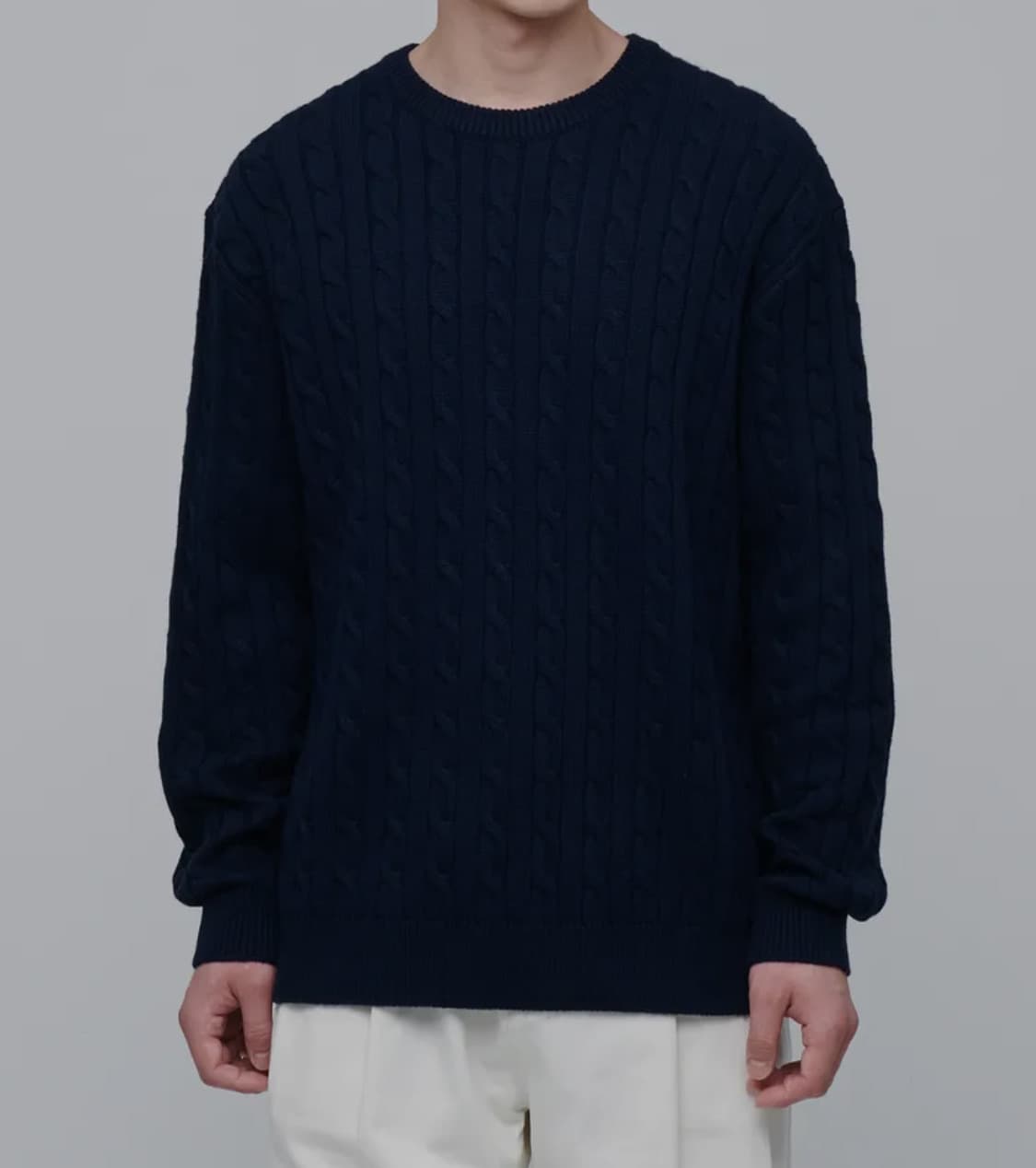 (실착3회) 무신사 스탠다드 울 캐시미어 케이블 크루 넥 니트 상품이미지2
