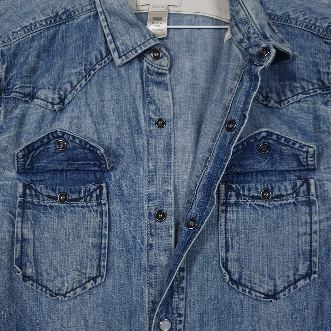 M (95) 디젤 디스트로이드 패치 투포켓 워싱 웨스턴 데님 셔츠 상품이미지5