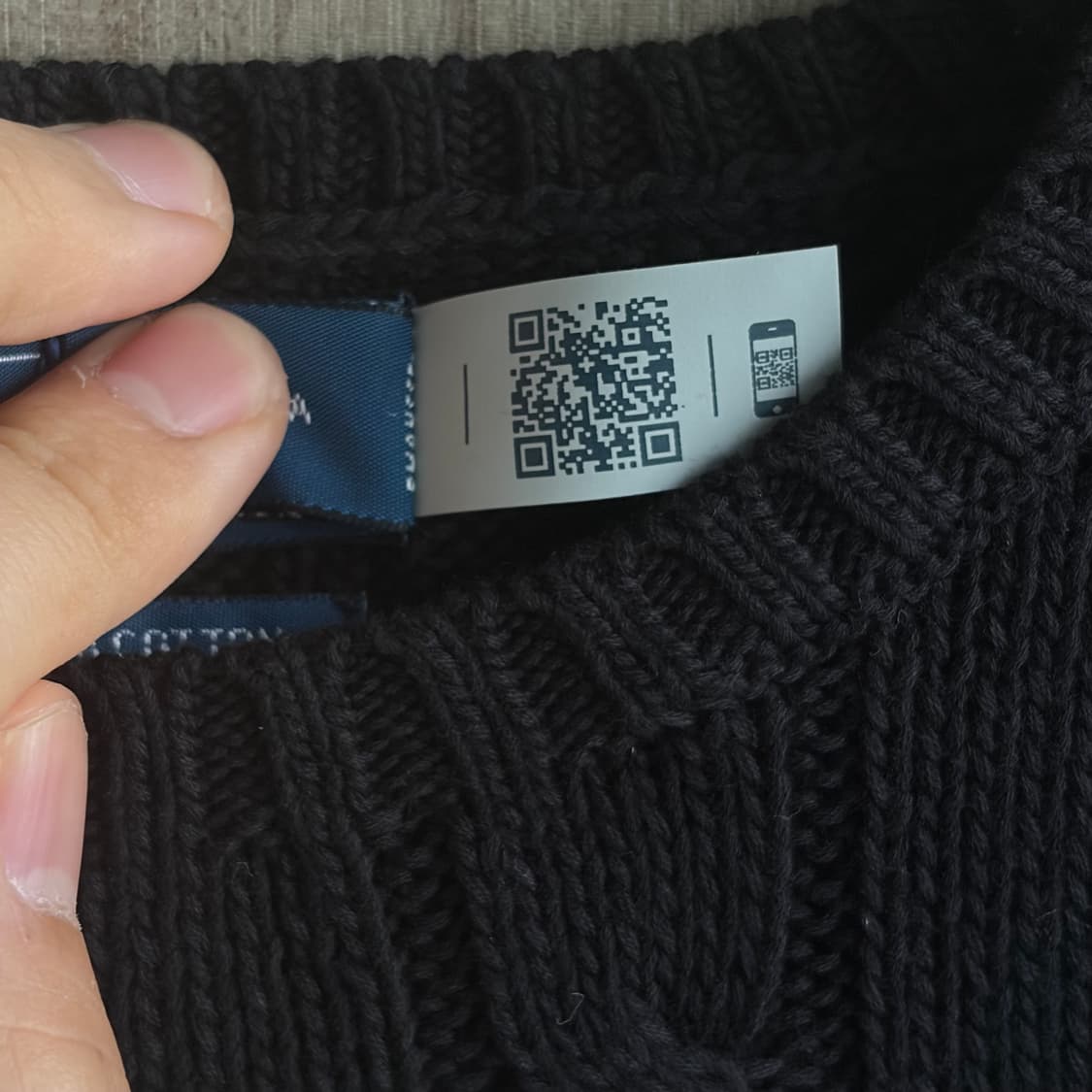 새상품(S)폴로 랄프로렌 자수로고 케이블 니트 블랙 상품이미지3