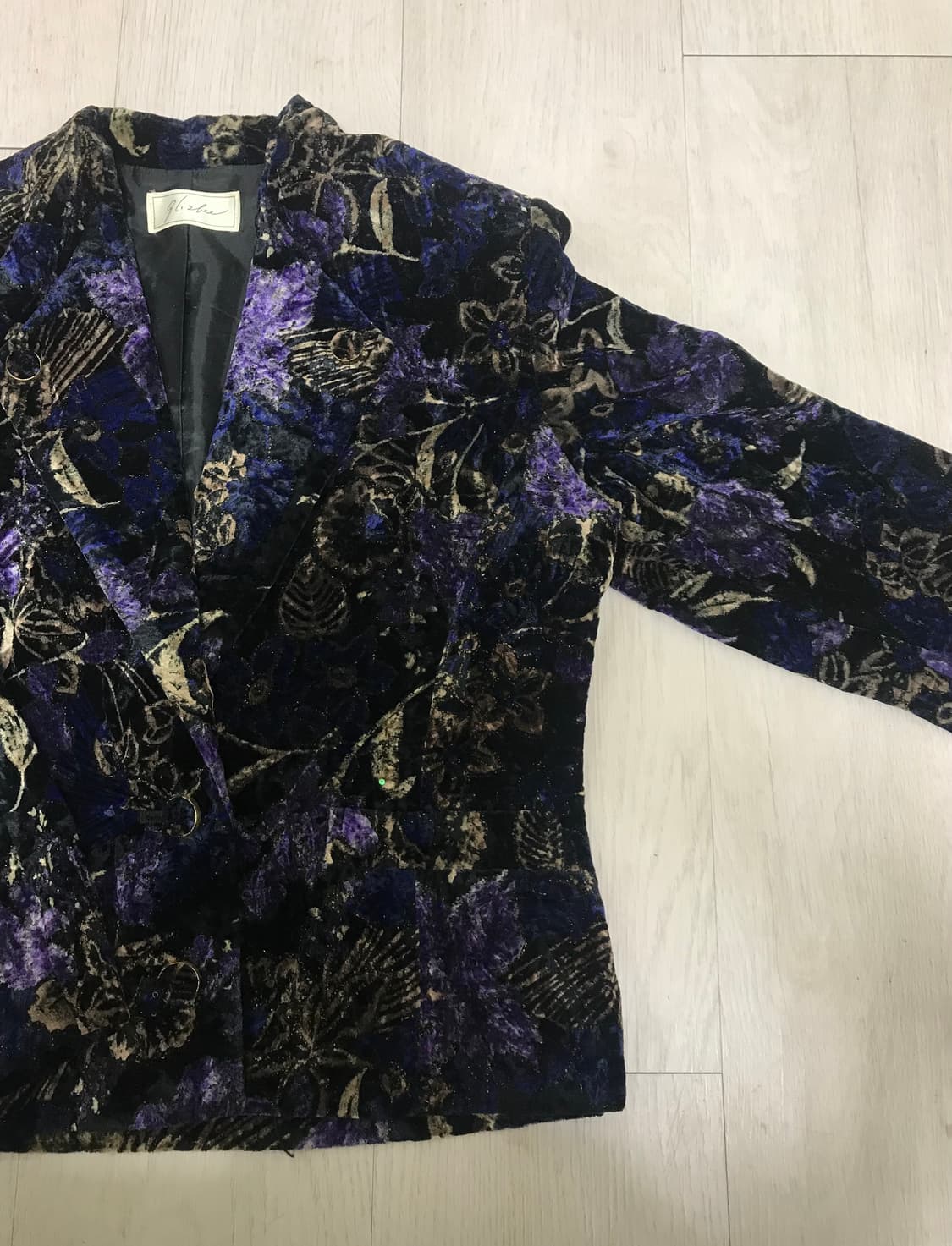 퍼플(보라) 플라워 꽃 벨벳 자켓(잠바) 상품이미지4