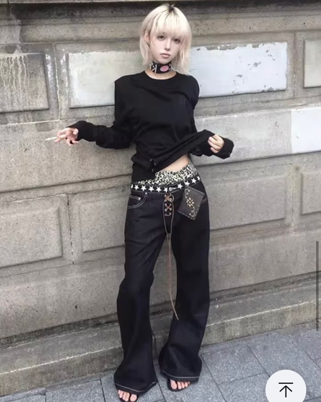 레오파드 호피 새깅팬츠 와이드 데님 y2k 빈티지 래퍼여친 상품이미지2