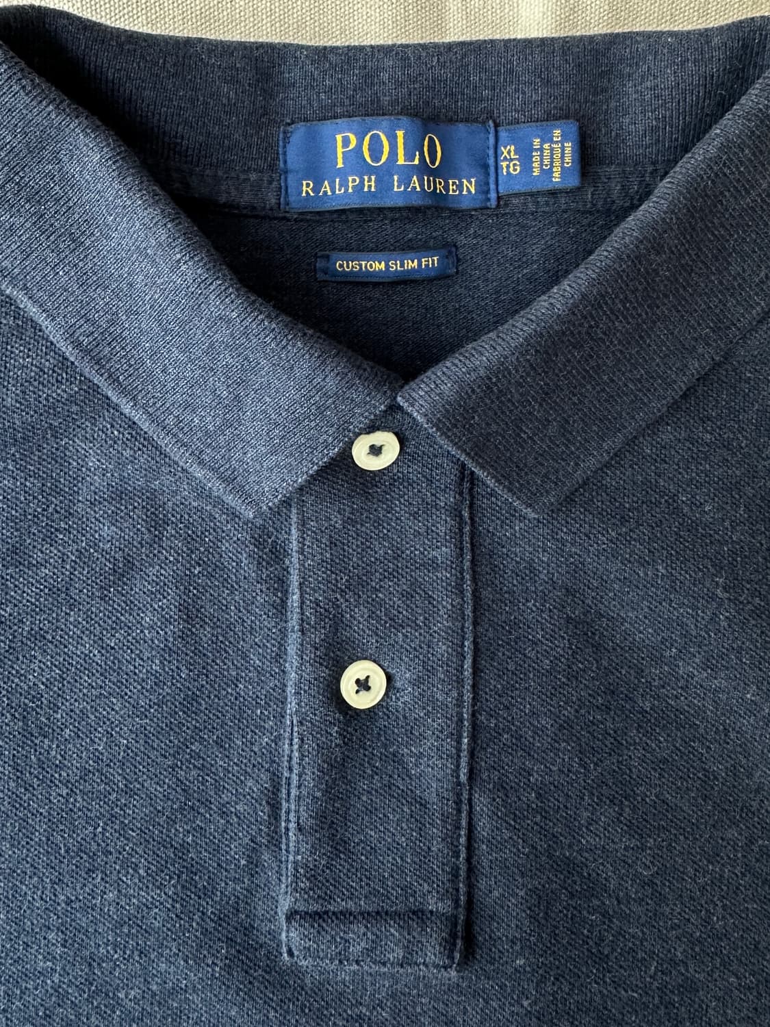 폴로 랄프로렌 미드나잇 블루 반팔 카라티 커스텀슬림핏 XL 상품이미지4