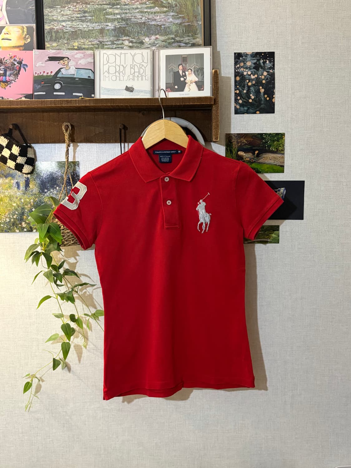 xs) 폴로 랄프로렌 골프 빅포니 pk티 레드 카라티 상품이미지1