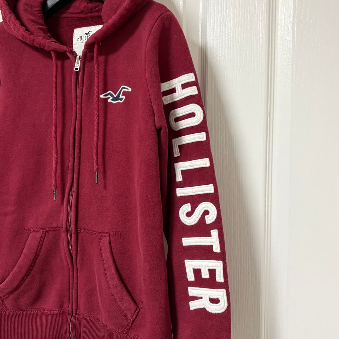 홀리스터 딱붙 후드집업(버건디 s) 상품이미지4