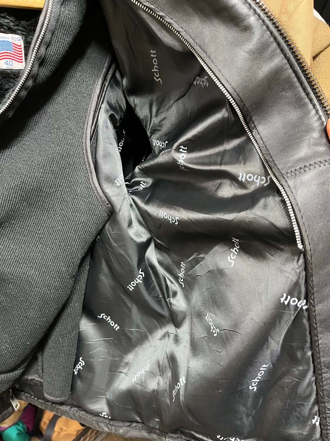 Schott 싱글라이더 레더 자켓 40 내피탈부착 상품이미지9