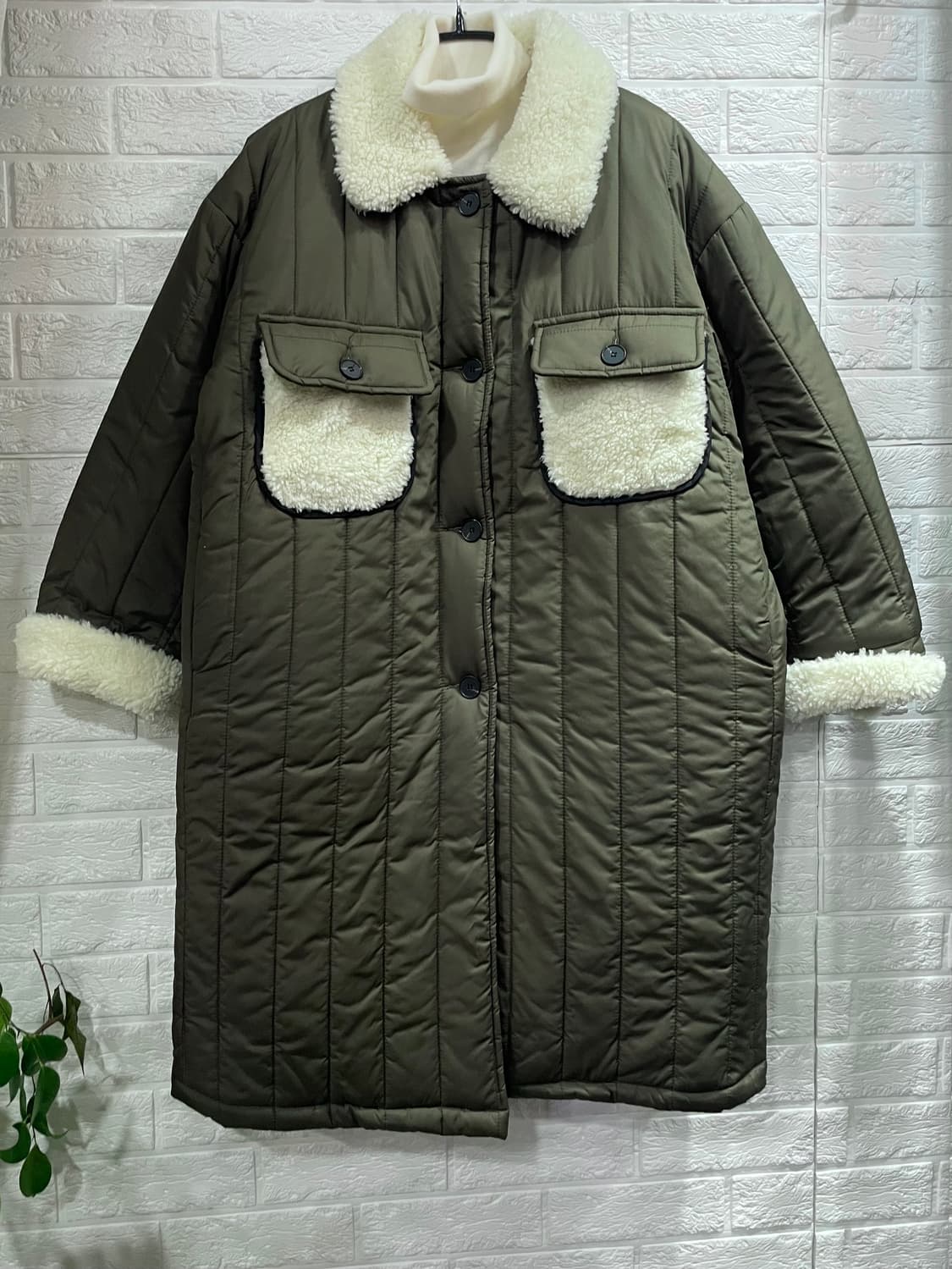 수입 양털 누빔자켓 누빔패딩 카키패딩 누빔코트 상품이미지1