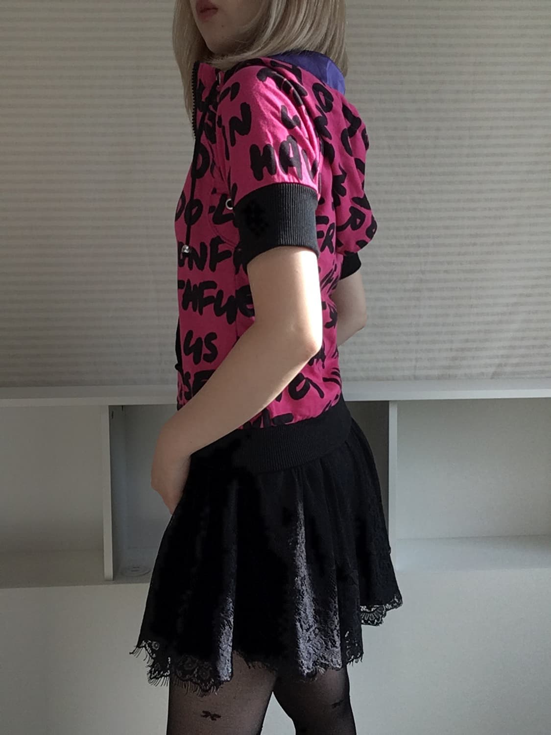 jpn vintage gyaru punk hood half zip-up 상품이미지4