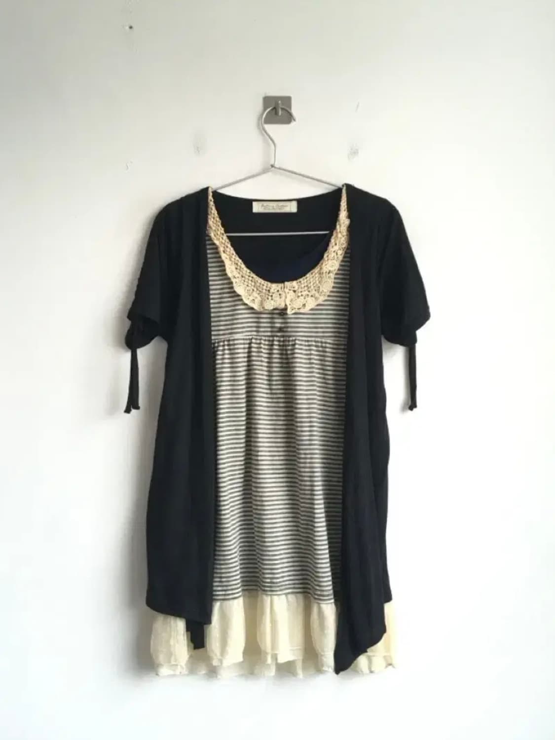 빈티지 스트라이프 크로셰 가디건 탑 상품이미지1