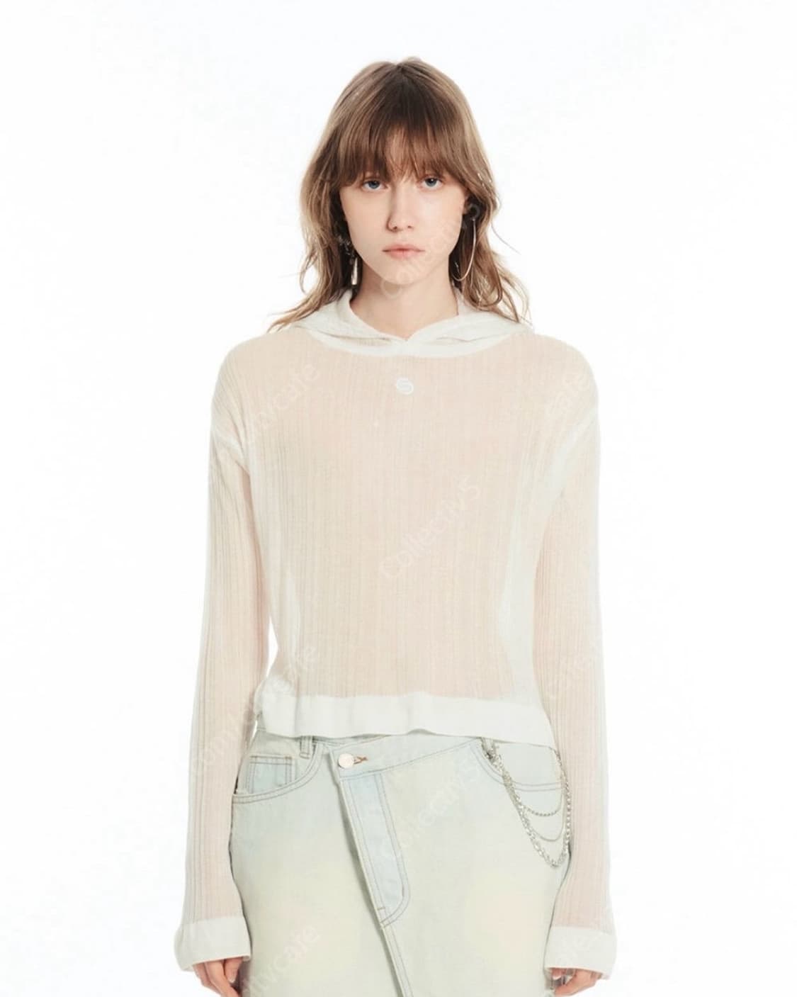 세릭 CERRIC SHEER LOGO HOOD KNIT / WHITE 상품이미지2