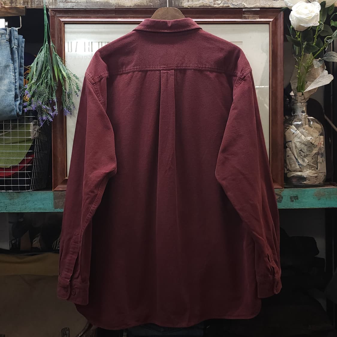 90s 엘엘빈 워크셔츠 헤비코튼 투포켓 샤모아 셔츠 오크 레드 브라운xl 상품이미지3