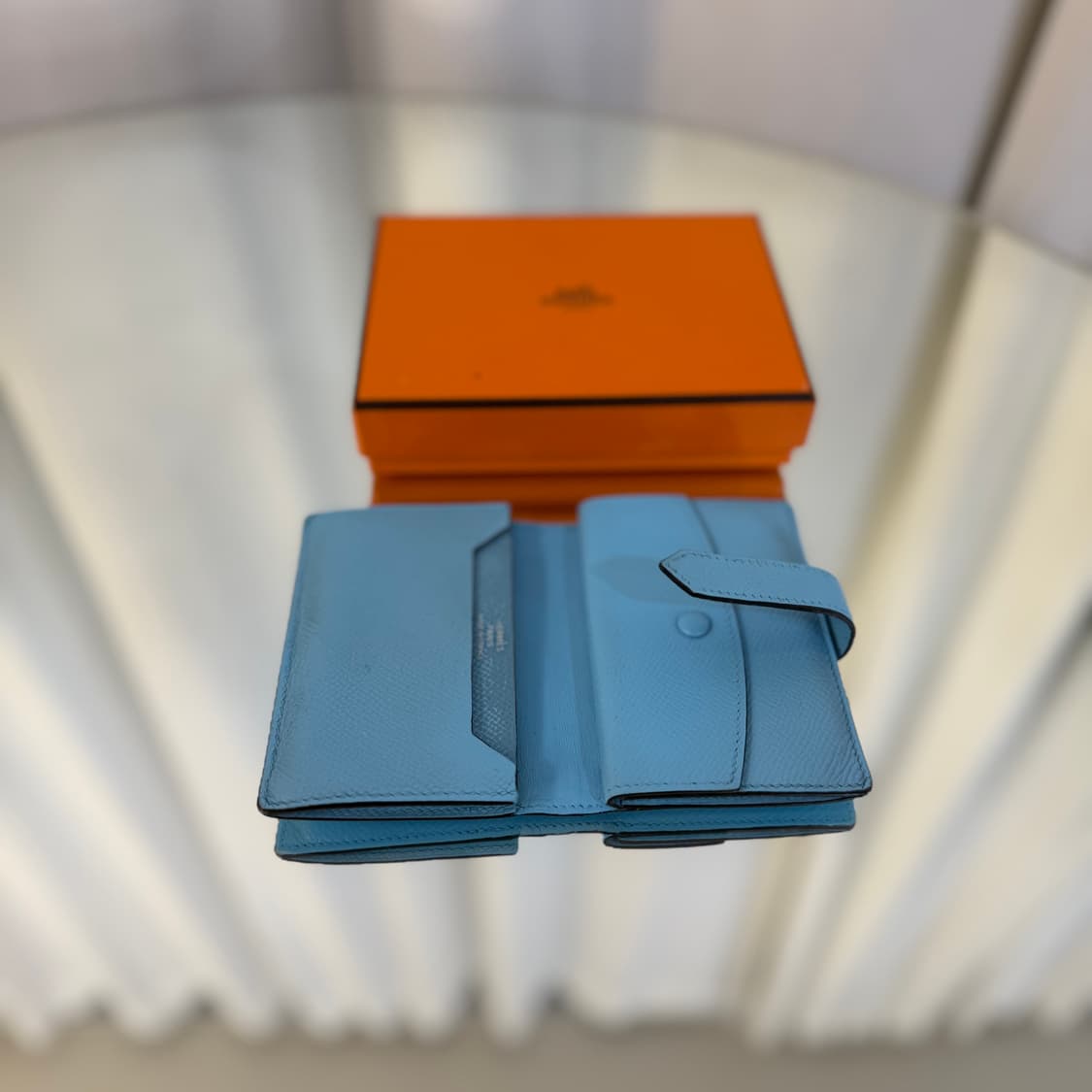 [정품] 에르메스 베안 컴팩트 카드지갑 블루 y각인 상품이미지5