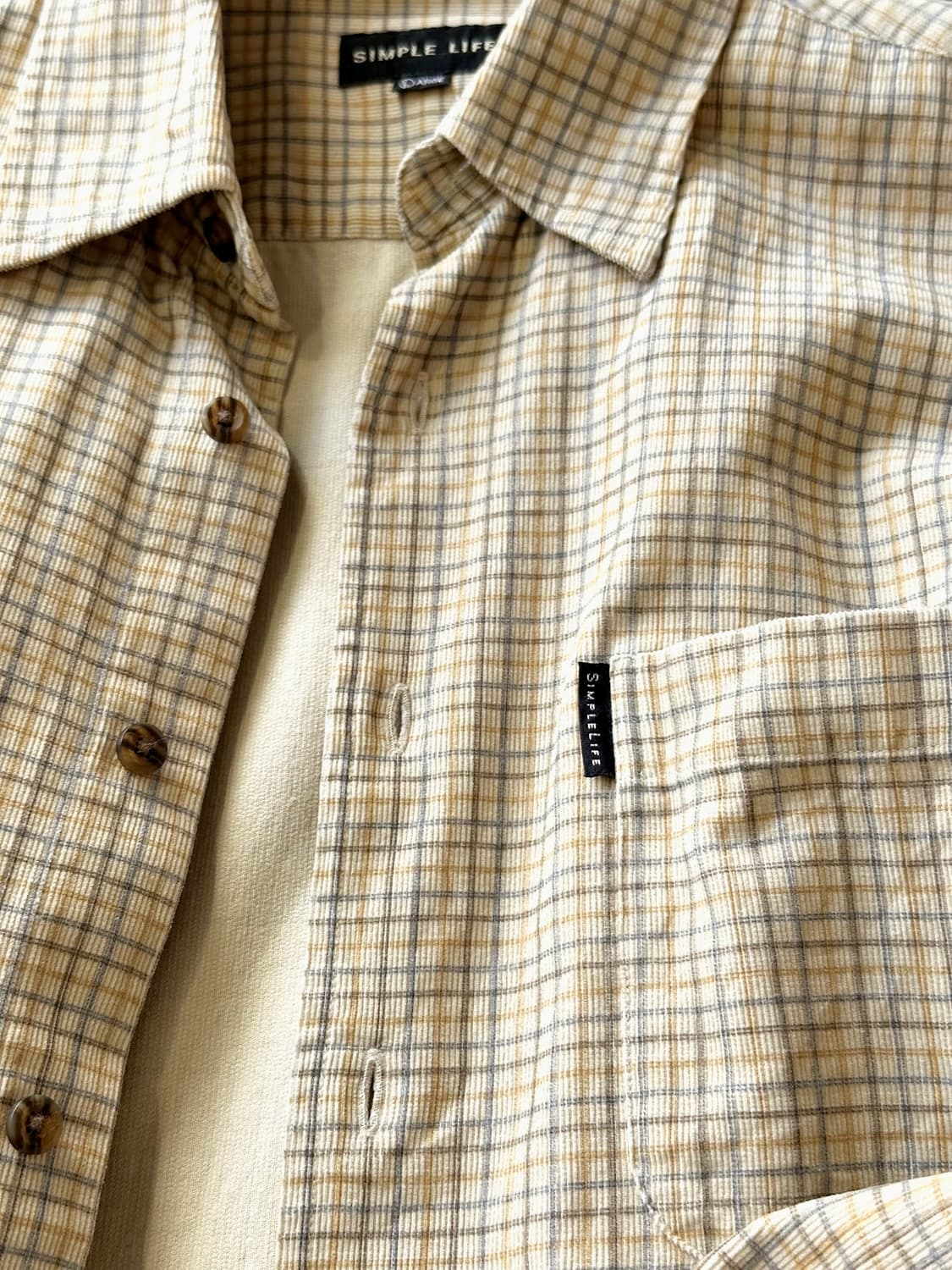 Brushed cord design cotton check shirt 상품이미지2