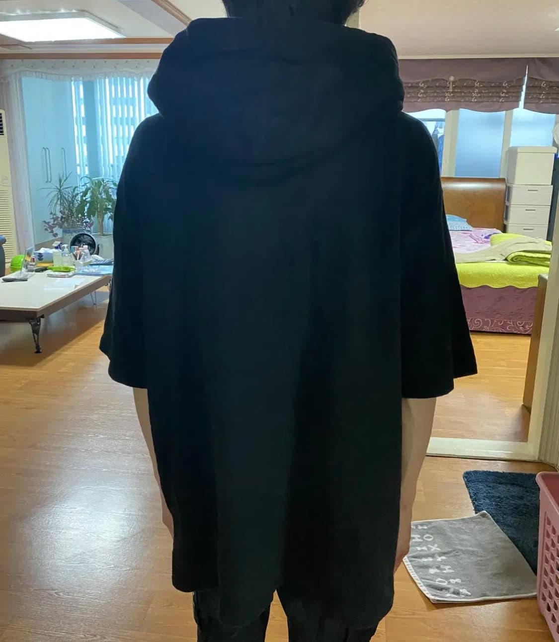 디그낙12 - 오버핏 더블 후드 반팔 티셔츠 (블랙/L) 상품이미지7