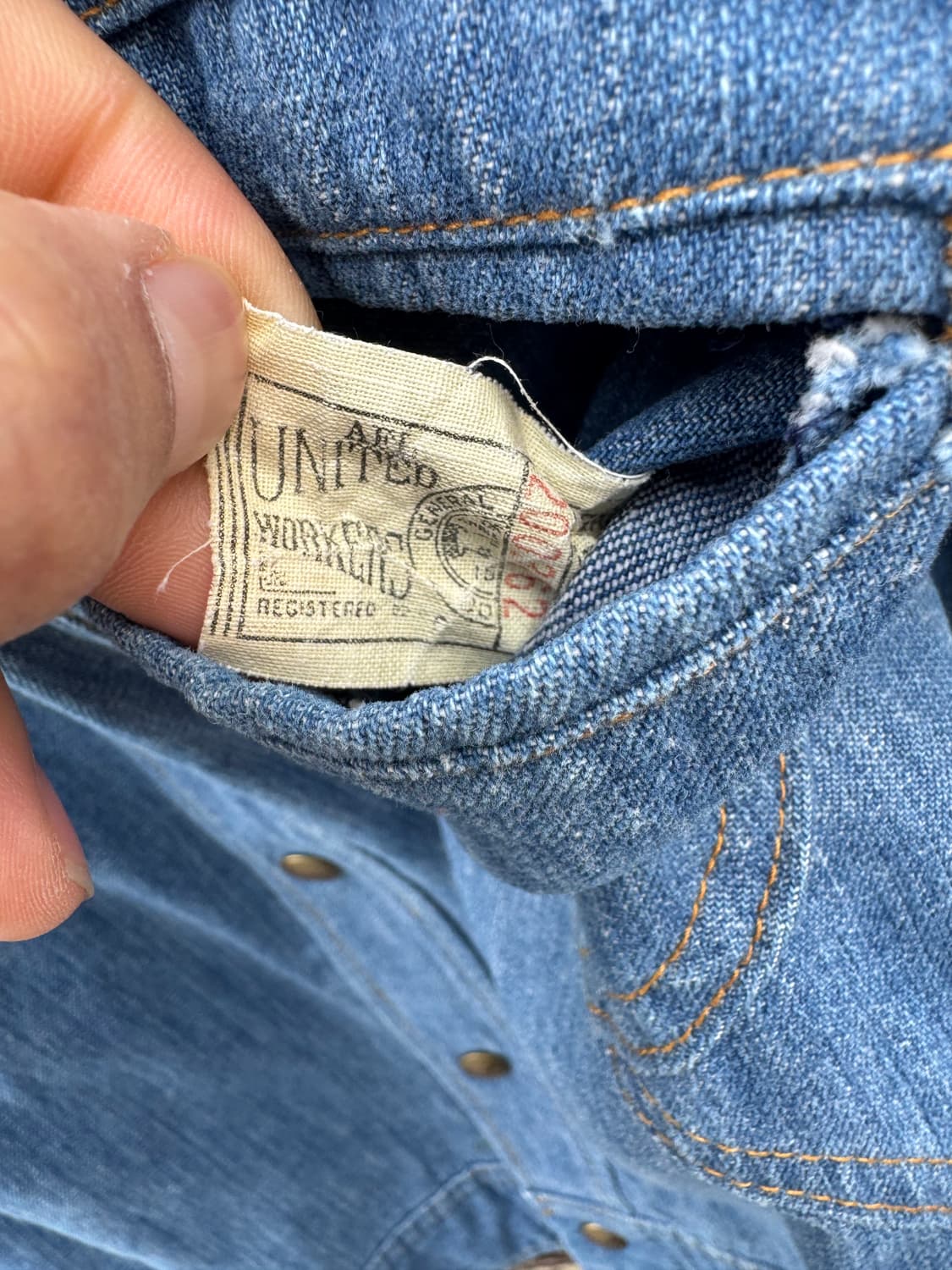 70s lee 빈티지 웨스턴 몰스킨 데님 트러커 자켓 상품이미지6
