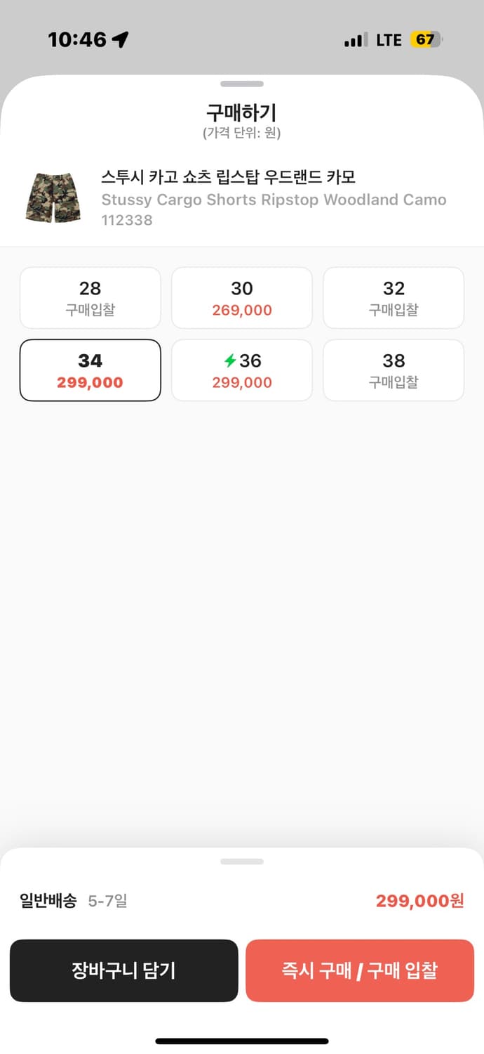 스투시 카고 쇼츠 립스탑 우드랜드 카모 상품이미지2