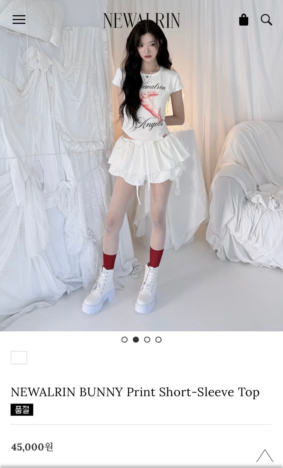 뉴얼린 버니 프린트 탑 short sleeve top 상품이미지2