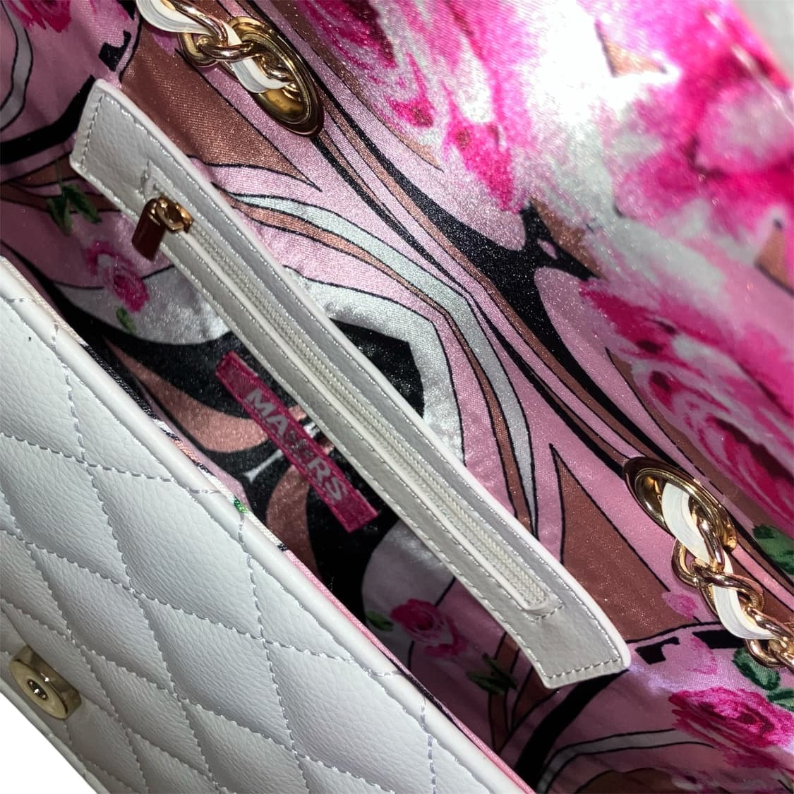 Ma*rs 마즈 고전 화이트 퀄팅 하트 로고 숄더백 갸루 상품이미지5