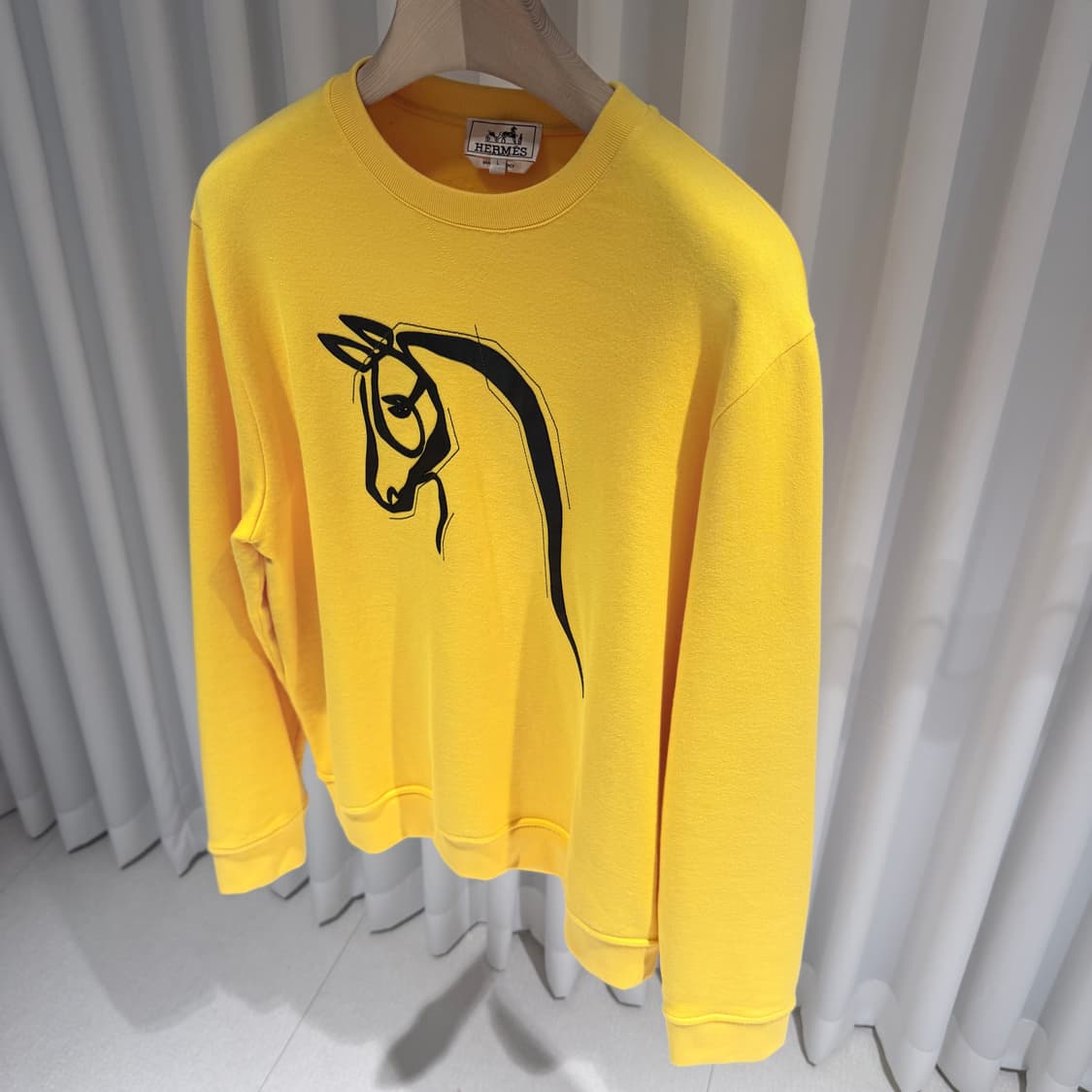 (A+/L) / 에르메스 홀스 레더 가죽 패치 스웨트셔츠 맨투맨 옐로우 상품이미지2