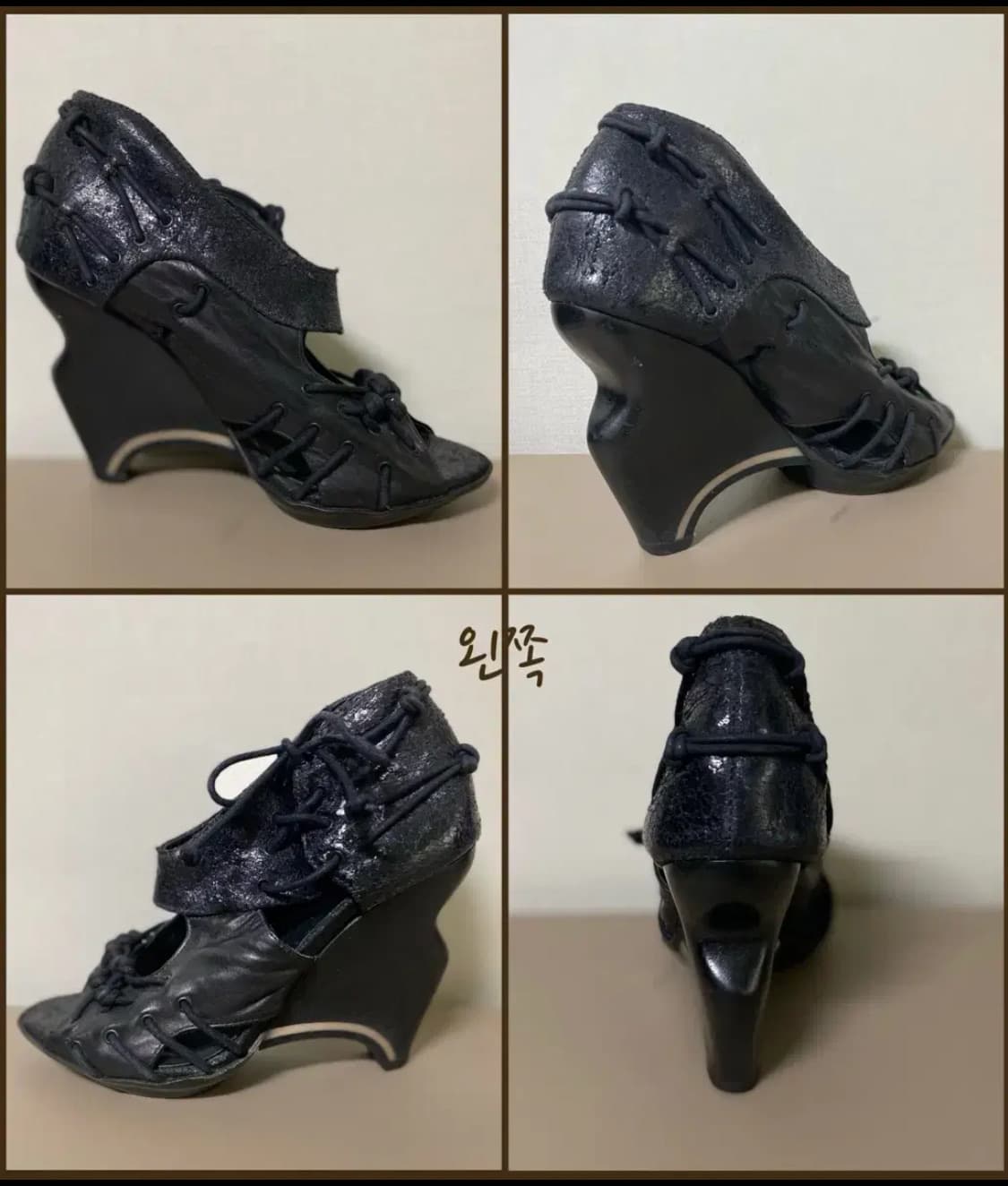 올세인츠 고딕 아방가르드 레이스업 웨지힐 샌들 상품이미지3