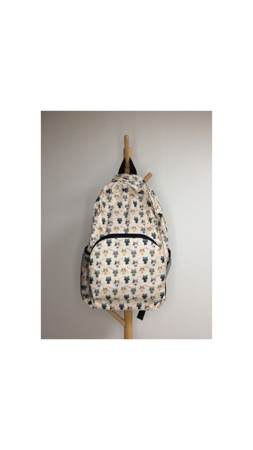 빈티지 고양이 패턴 경량 백팩 상품이미지1