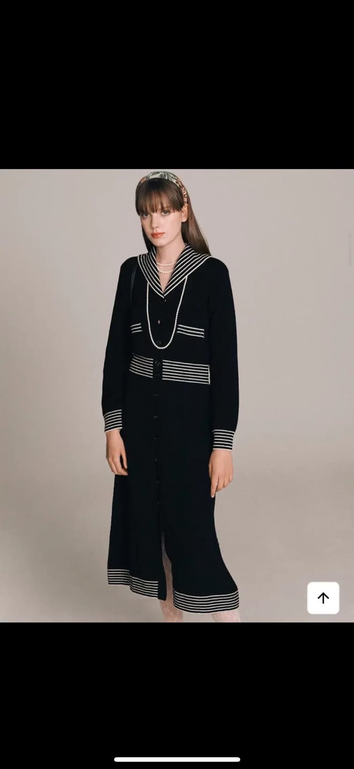 잉크 세일러 칼라 니트 원피스 블랙 상품이미지1