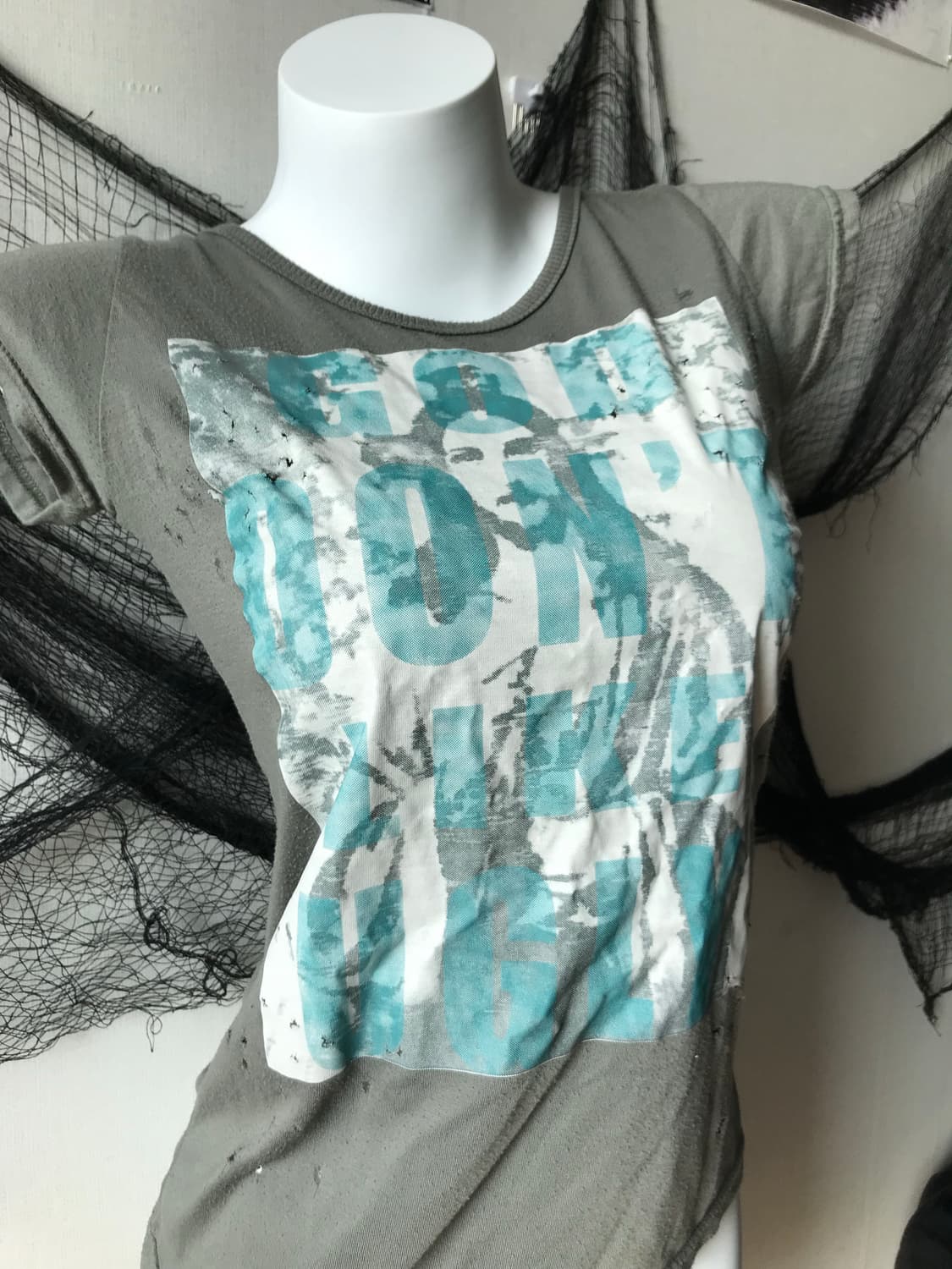 Y2k mood damaged printing halfsleeve  상품이미지2