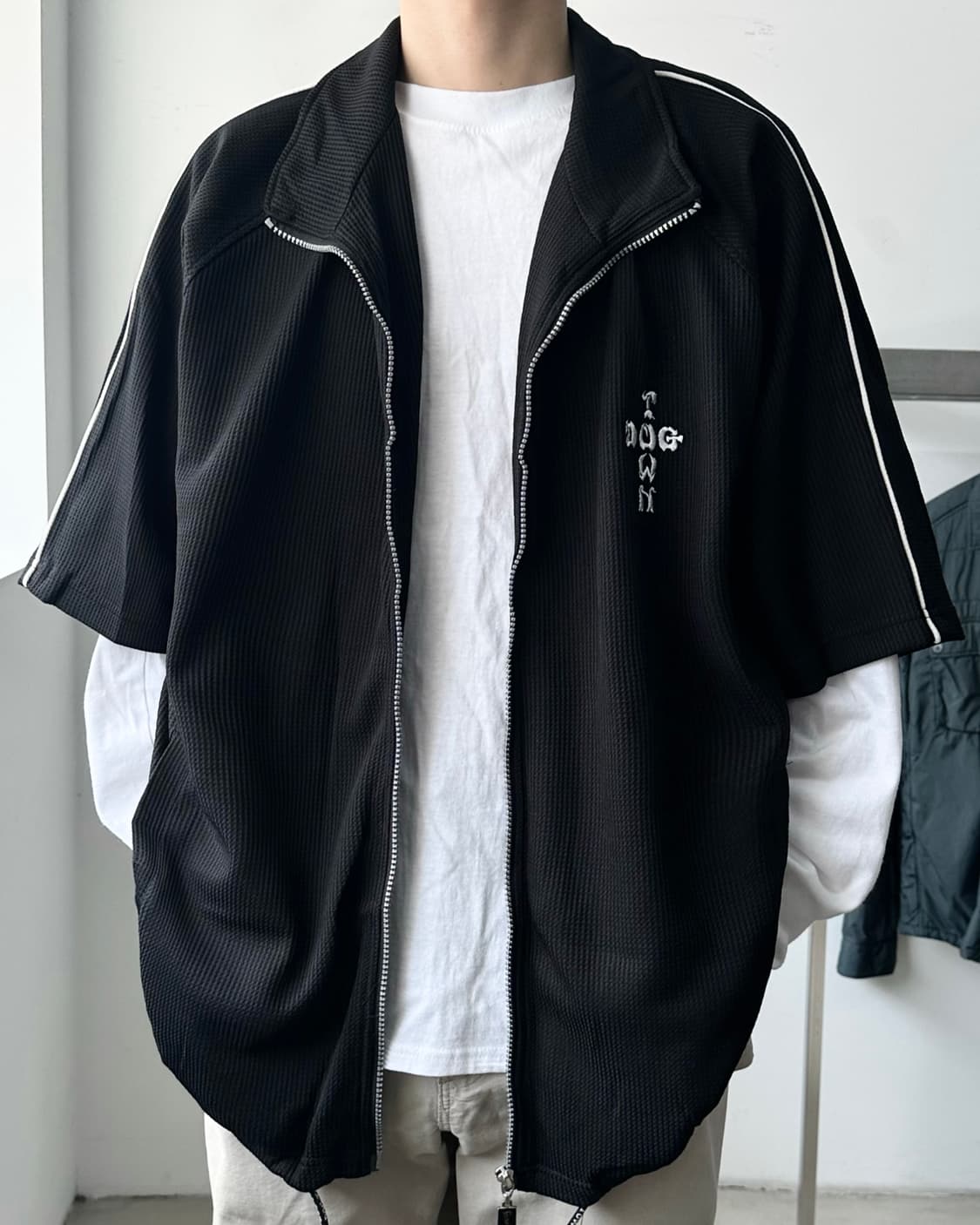 독타운 블랙 드래곤 빅 스텐실 집업 하프 셔츠 상품이미지4