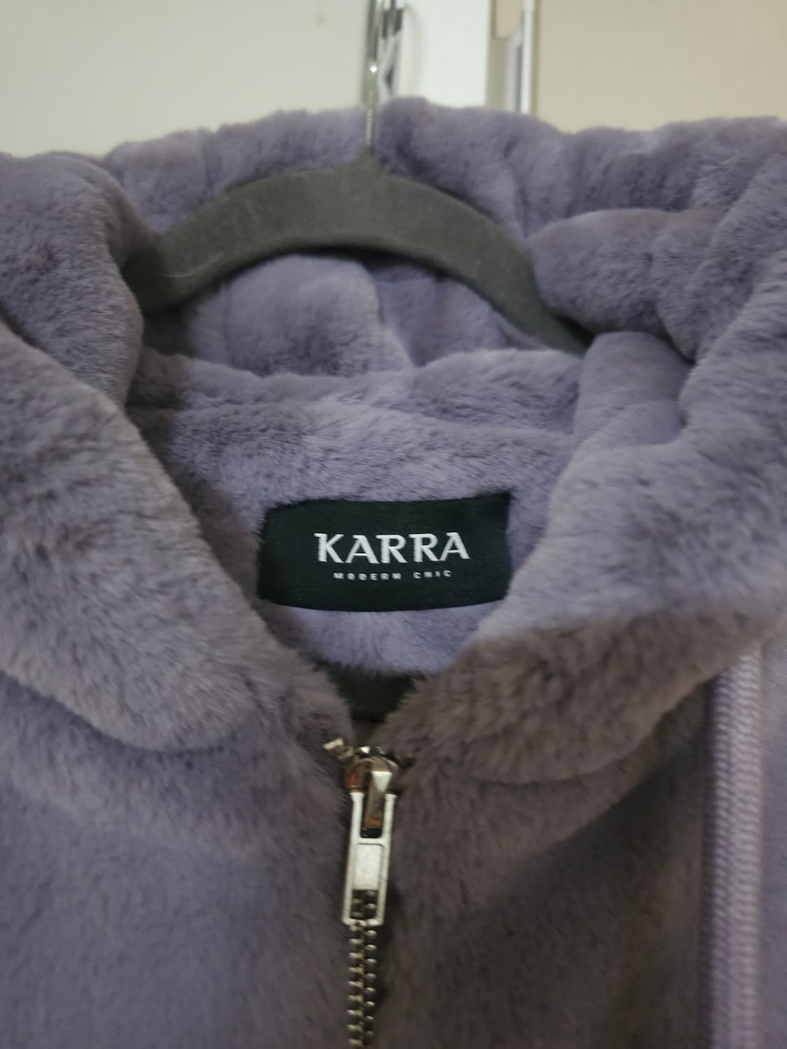 카라 퍼 후드 집업 자켓 퍼플 상품이미지5